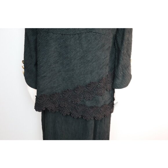 Robert Too Vintage 80s Women's Dress Size 10 Black Textured Long Sleeve - Picture 4 of 11